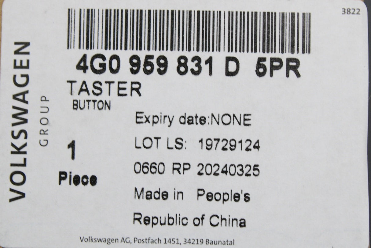 Audi A3 A4 A5 A6 A6 Q2 Q3 Q4 e-tron boot opening switch 4G0959831D 5PR