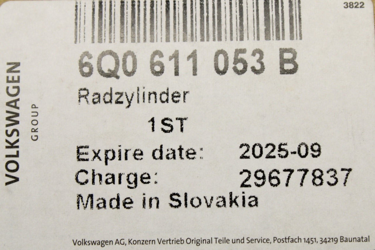 VW Golf MK2 Audi 100 Skoda SEAT 1986-on rear brake cylinder 6Q0611053B