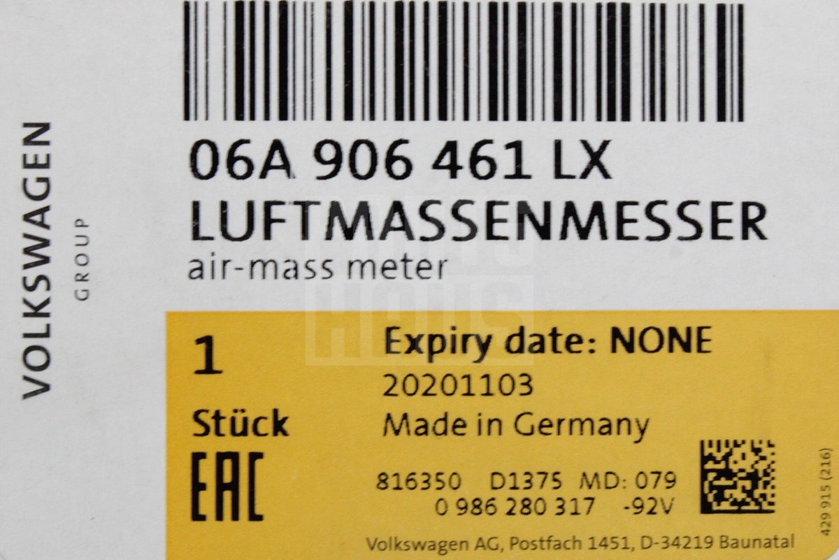 VW Golf MK4 GTI Audi A3 8L TT Skoda SEAT 1.8T MAF sensor 06A906461LX