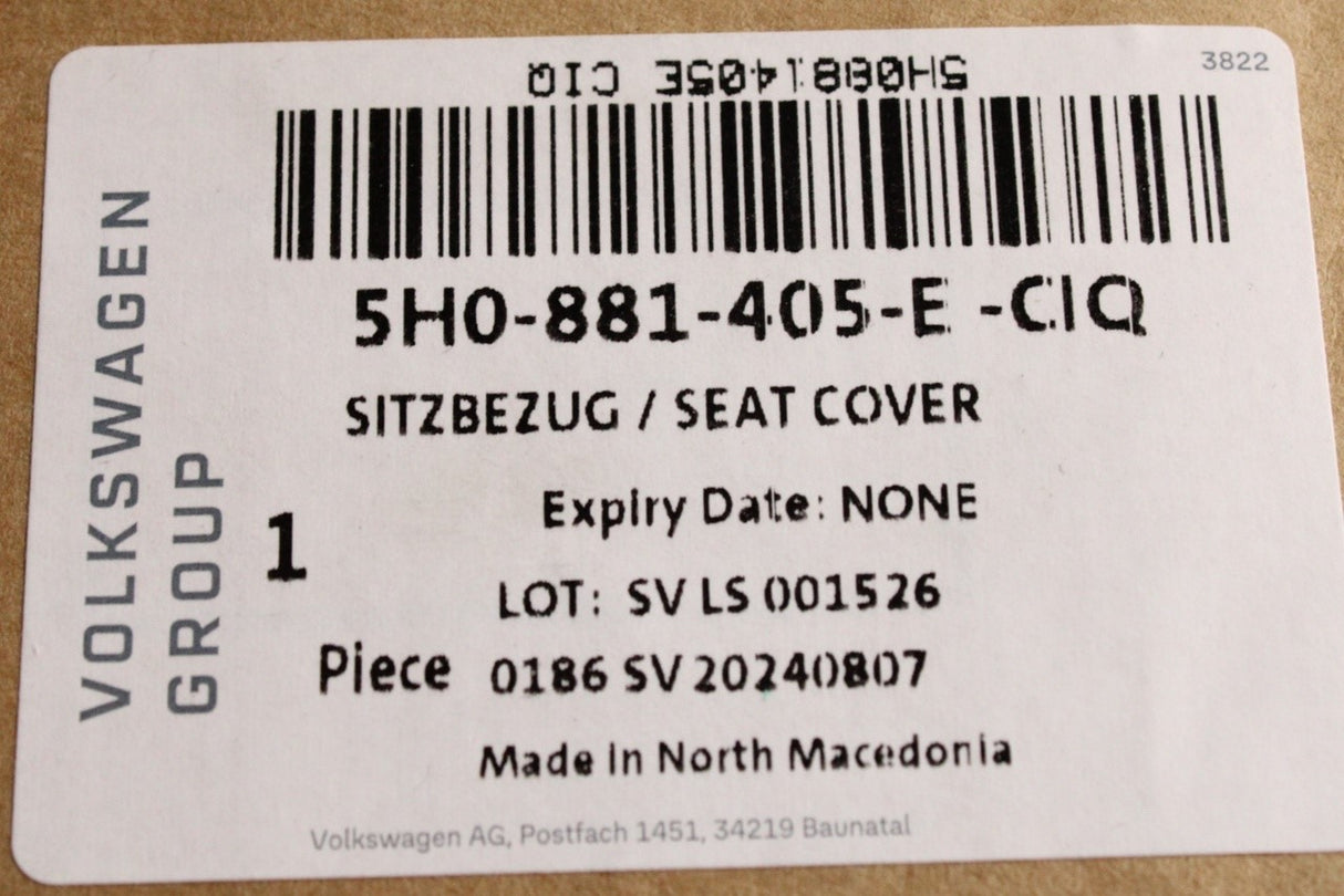 VW Golf GTI MK8 20- front seat base fabric cover (right) 5H0881405E CIQ