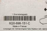 VW Polo 9N3 GTI Skoda Fabia SEAT 2000-10 brake pads (front) 6Q0698151C
