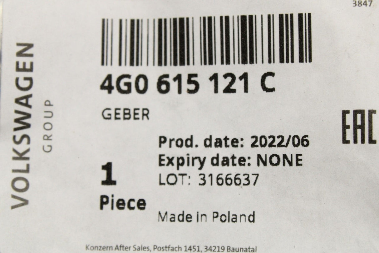 Audi A6 A7 2015-2018 brake pad wear sensor 4G0615121C