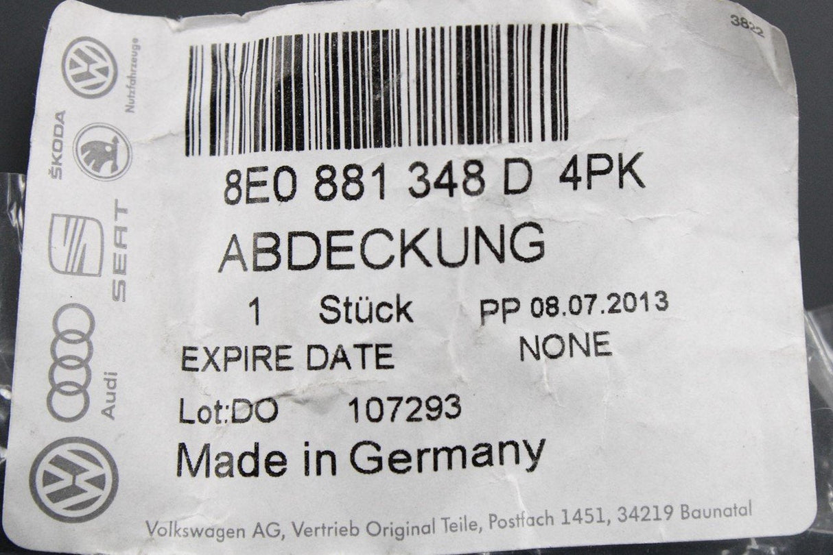 Audi A4 A5 A6 R8 RS4 RS5 front seat rail end cover 8E0881348D 4PK