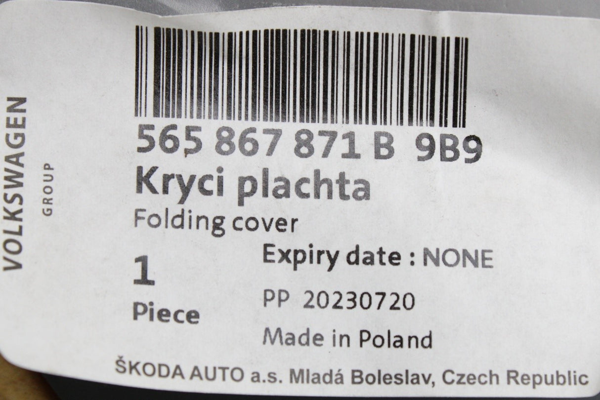 Skoda Kodiaq 2017-2024 boot luggage compartment cover 565867871B 9B9