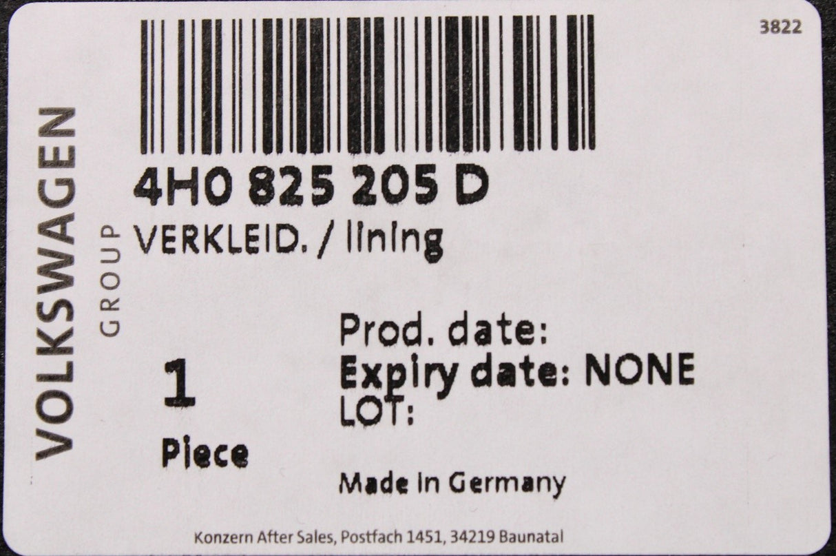 Audi A8 S8 2014-17 underbody protection trim (left) 4H0825205D