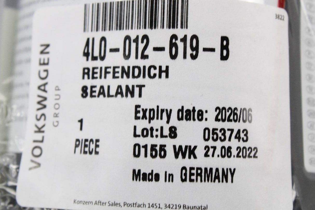 VW Crafter Touareg Audi A8 Q3 Q5 Q7 tyre sealant (600ml) 4L0012619B