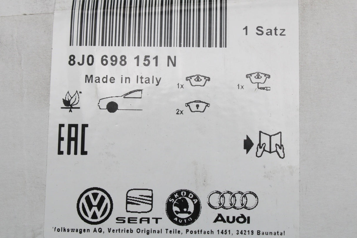 VW Golf MK6 Audi A3 8P TT SEAT Leon 1P brake pads (front) 8J0698151N