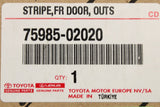 Toyota Corolla 2019-on front door black out strip (right) 75985-02020