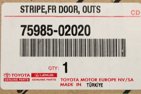 Toyota Corolla 2019-on front door black out strip (right) 75985-02020
