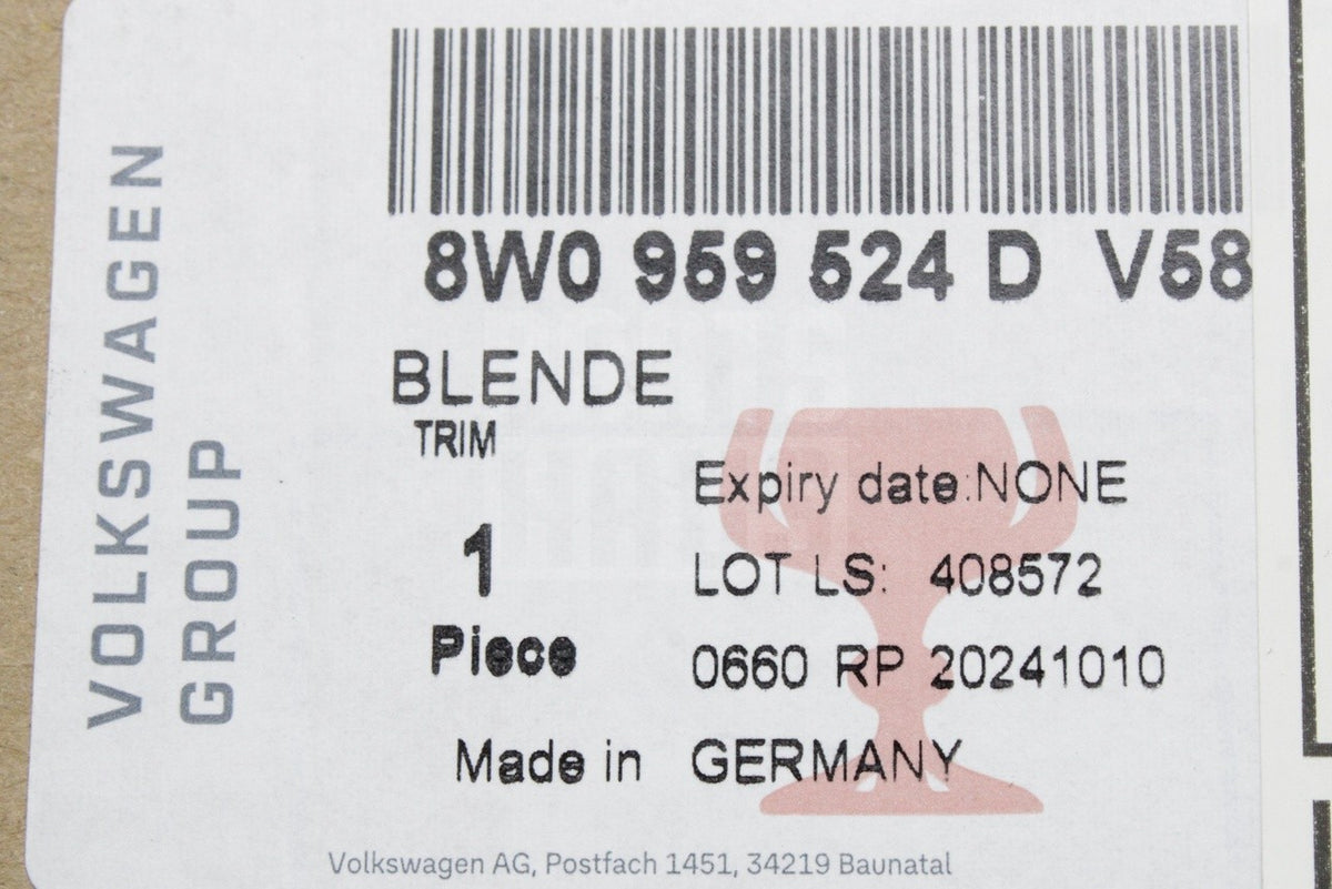 Audi A4 S4 RS4 A5 RS5 rear door switch trim panel (right) 8W0959524D V58