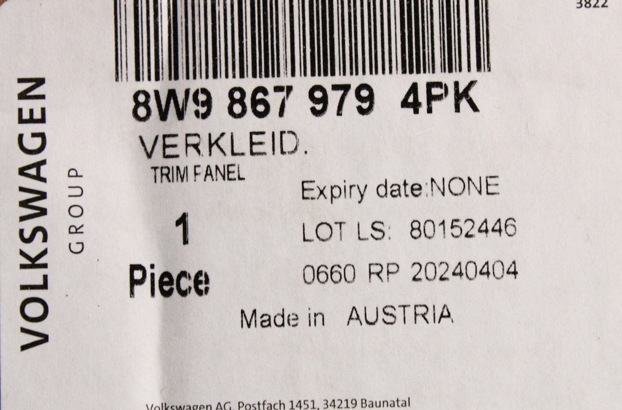 Audi A4 S4 RS4 Avant B9 16-on interior boot lid trim panel 8W9867979 4PK
