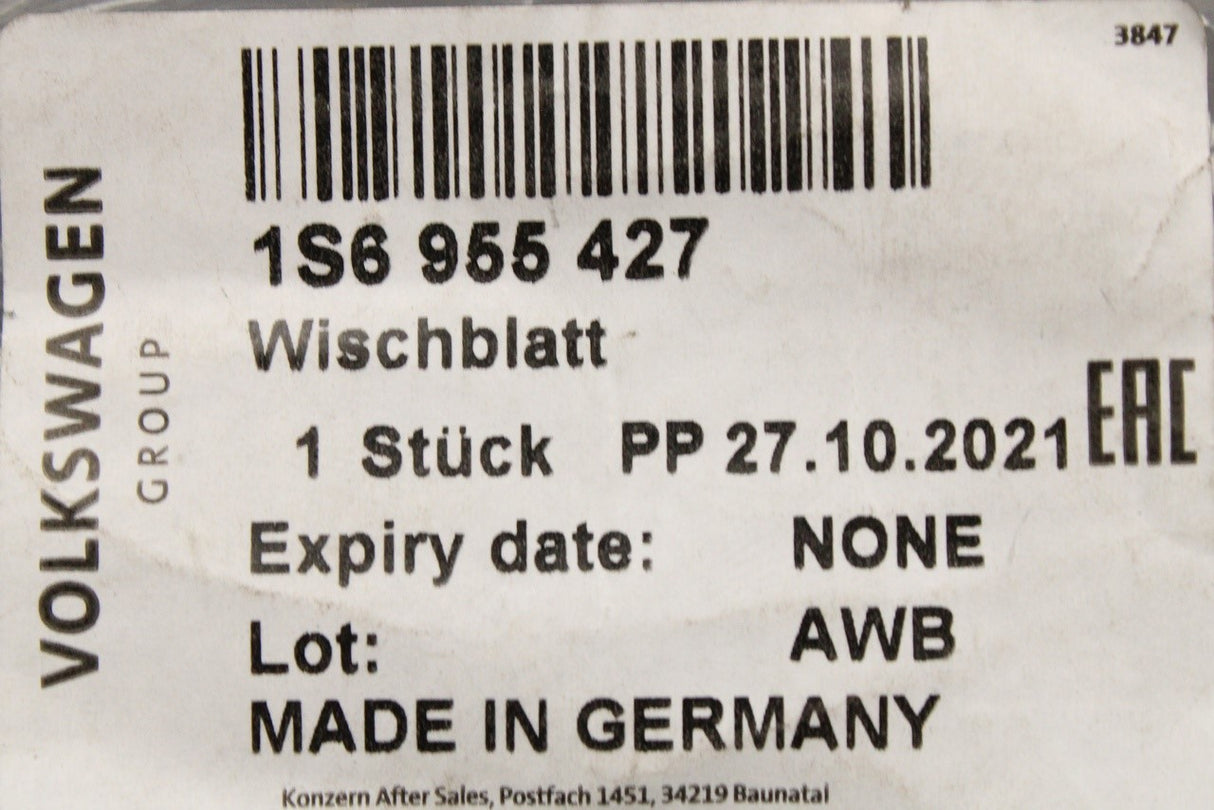 VW Up e-Up Skoda Citigo SEAT Mii e-Mii wiper blade (rear) 1S6955427