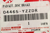 Toyota Auris Corolla Yaris brake pads set (front) 04465-YZZDR
