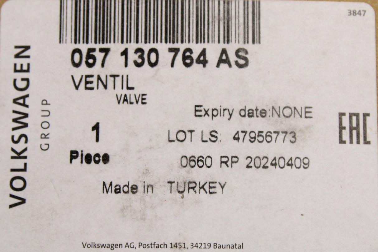 VW Audi 3.0 TDI V6 fuel rail pressure release valve 057130764AS