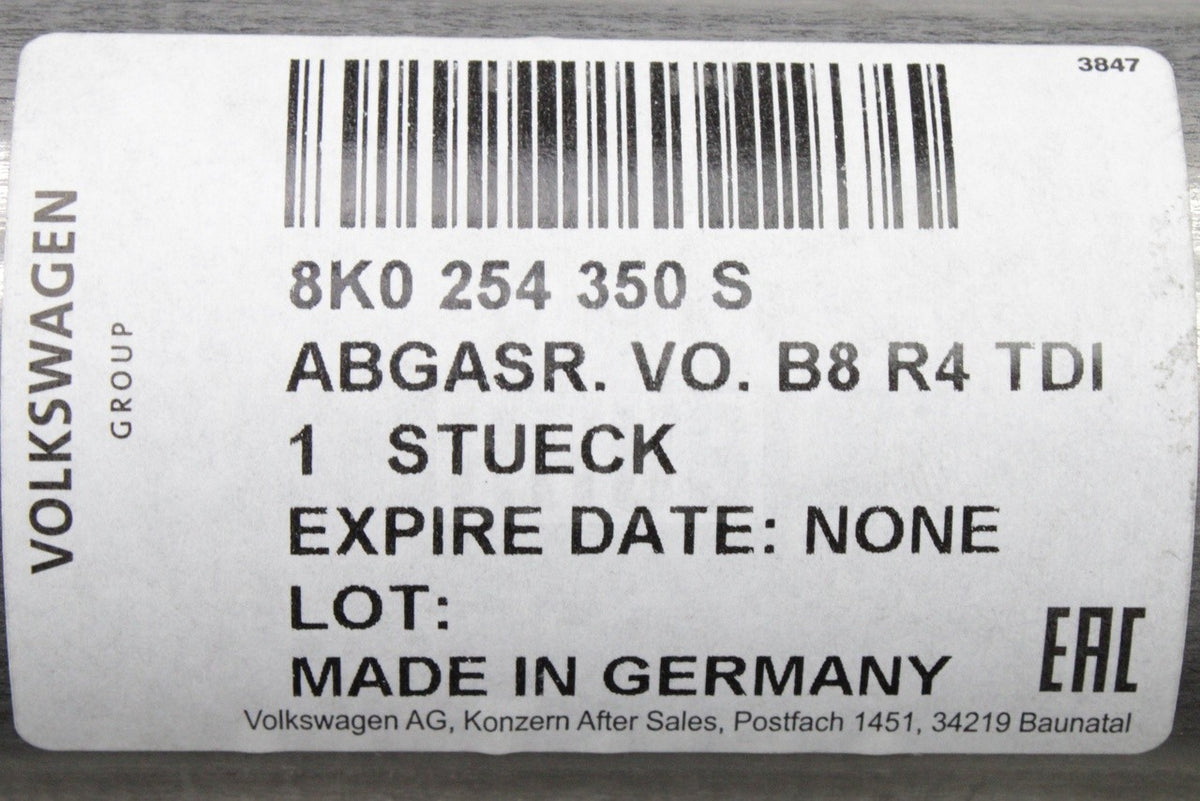 Audi A4 2008-15 A5 2008-16 Q5 2009-17 2.0 TDI exhaust pipe 8K0254350S
