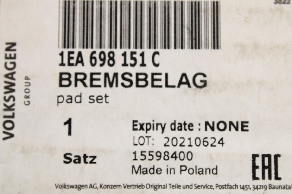 VW ID.4 ID.5 Audi Q4 e-tron Skoda Enyaq brake pads (front) 1EA698151C