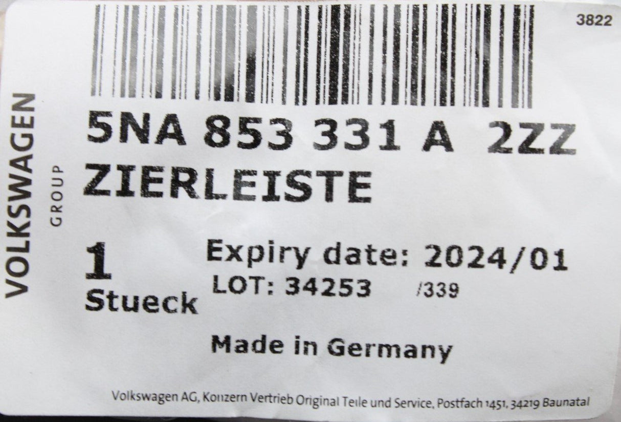 VW Tiguan 2016-on front door chrome moulding trim (left) 5NA853331A 2ZZ
