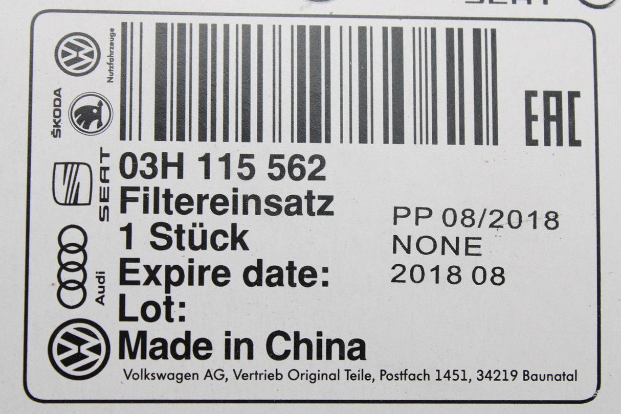 VW Passat R36 CC Touareg Skoda Superb oil filter (3.6 VR6) 03H115562
