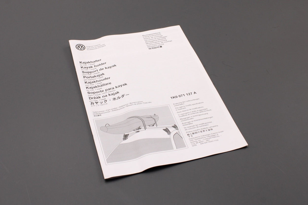 VW universal roof bar Kayak holder for 1 kayak 1K0071127A