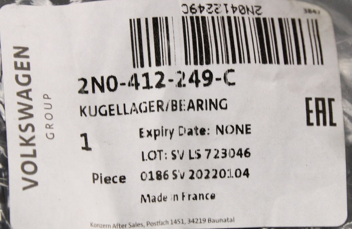 VW Crafter 2017-on front suspension top mount bearing 2N0412249C