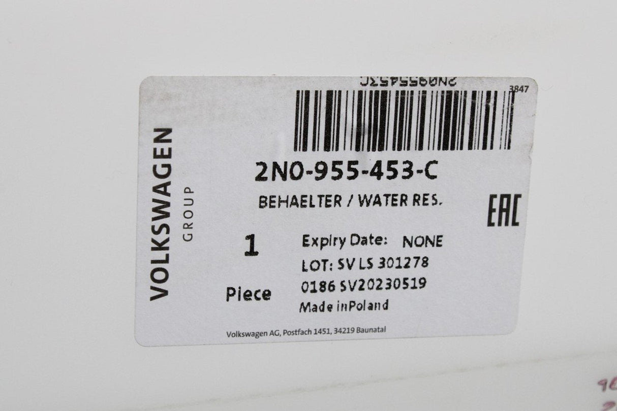 VW Crafter 2017-on windscreen washer fluid reservoir 2N0955453C