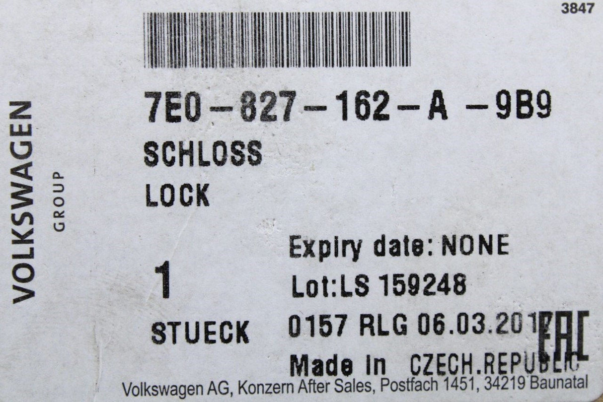 VW Transporter Crafter Caddy rear door lock (right upper) 7E0827162A 9B9