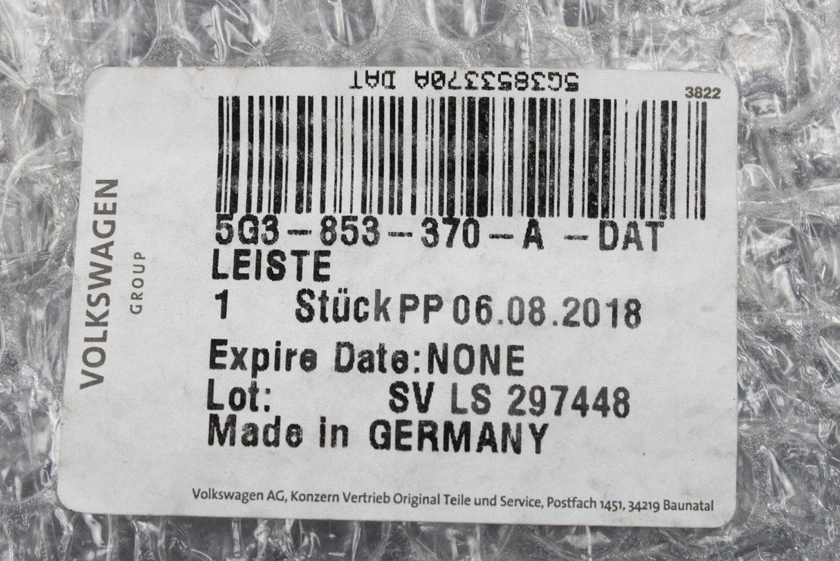 VW Tiguan 16-on SEAT Tarraco glove box mounting trim RHD 5NC857101B 82V