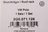 VW Polo AW 2018-on accessory roof bars 2G0071126