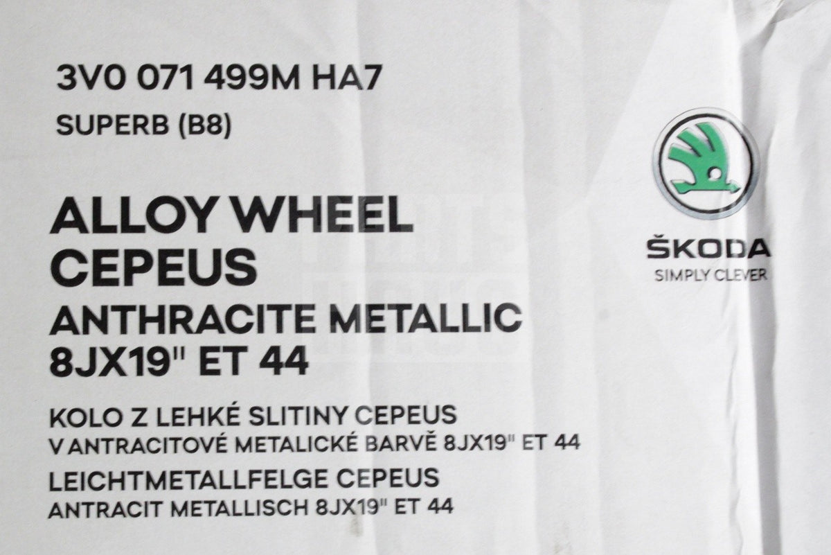 Skoda Superb 2015-2024 single CEPUS alloy wheel 3V0071499M HA7