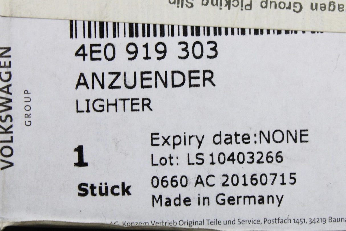 Audi A8 S8 D3 2003-10 12V socket cigarette lighter 4E0919303