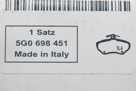 VW Audi Skoda Golf Tiguan Q3 brake pad set for 310x22mm (rear) 5G0698451