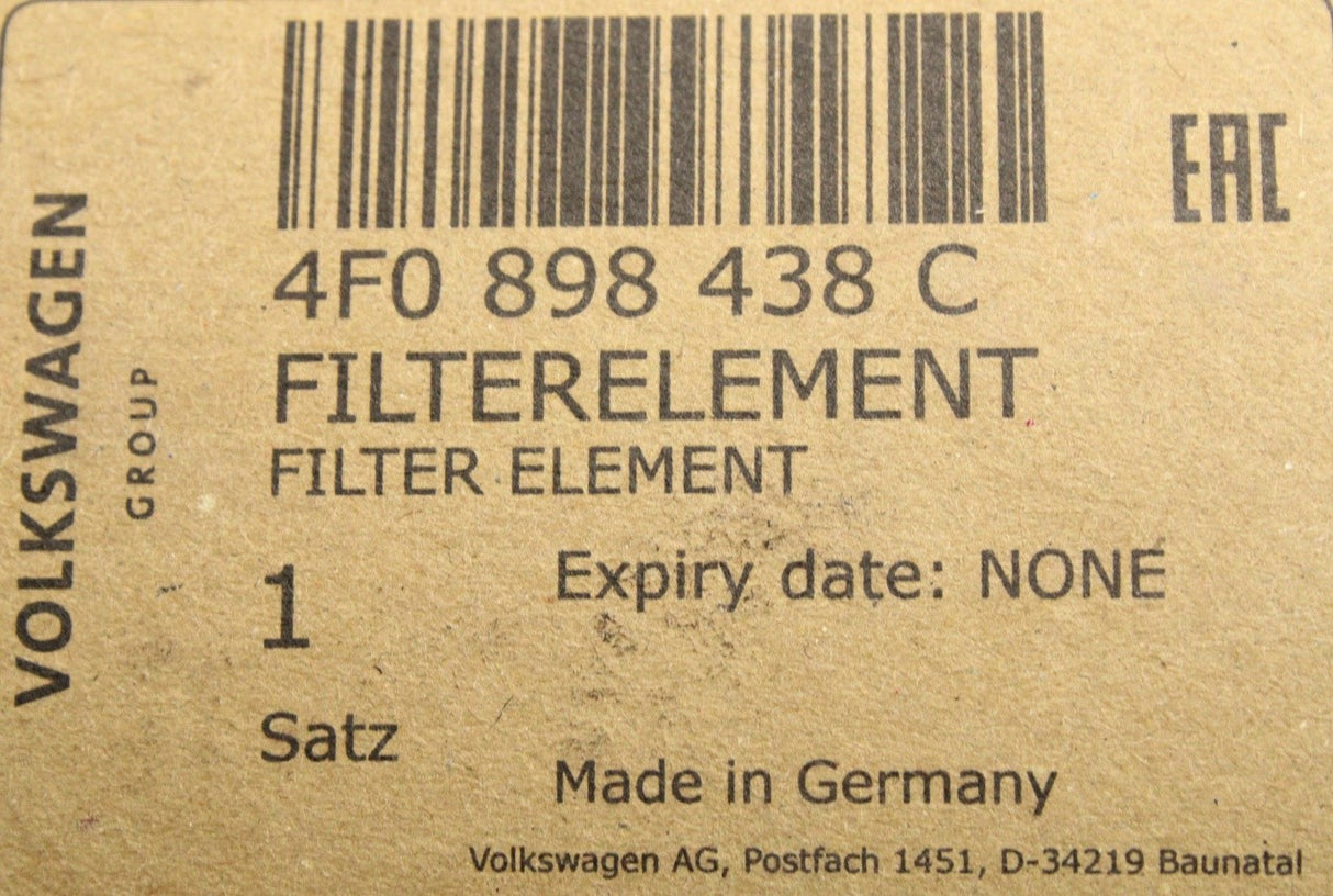 VW XL1 Audi A6 R8 RS6 2008-2015 pollen filter set 4F0898438C