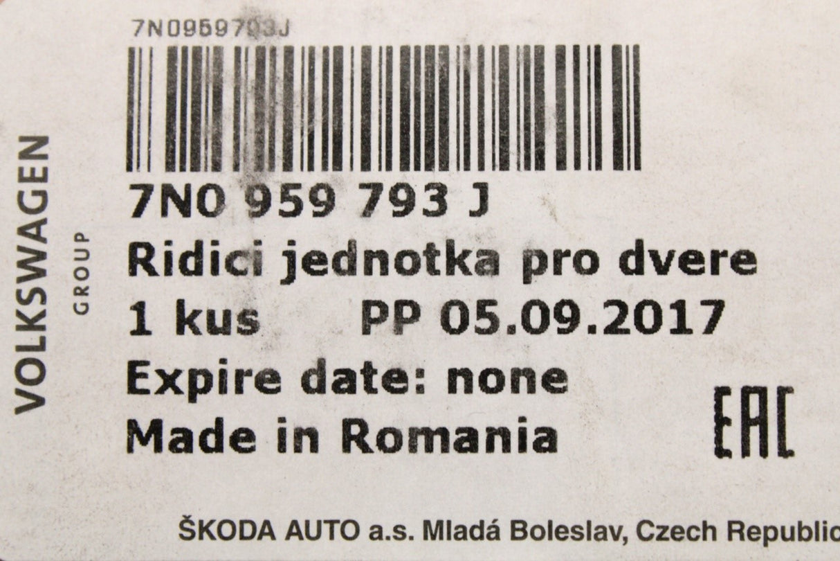 VW Sharan Skoda Yeti SEAT 11-on door control module (drivers) 7N0959793J