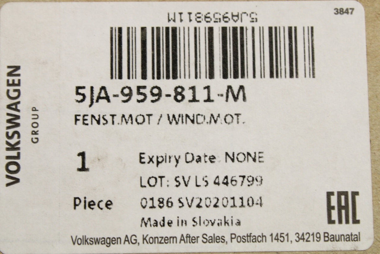 Skoda Rapid 2013-2022 window motor (rear left) 5JA959811M