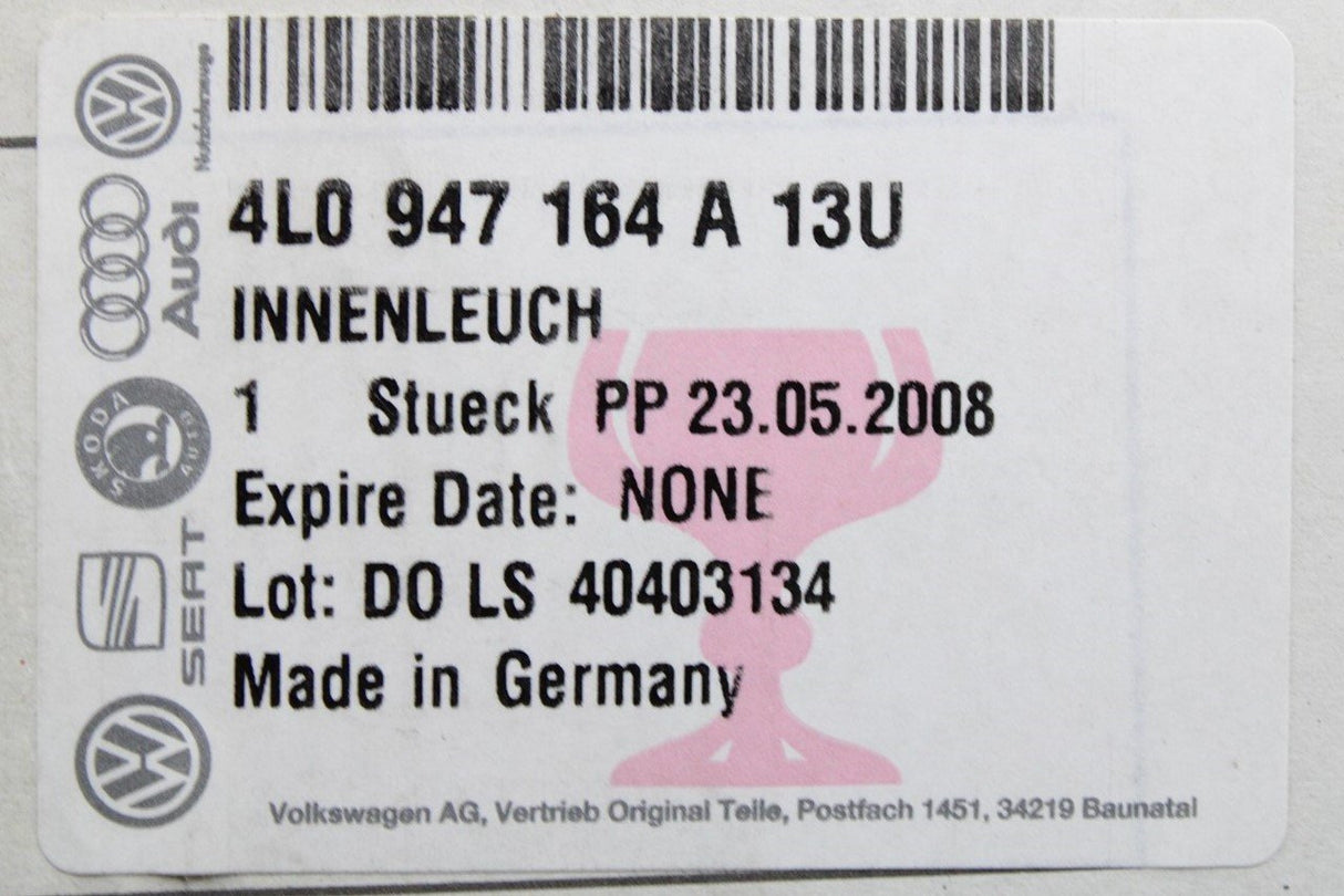 Audi Q7 4L 2007-15 rear interior light (panoramic roof) 4L0947164A 13U
