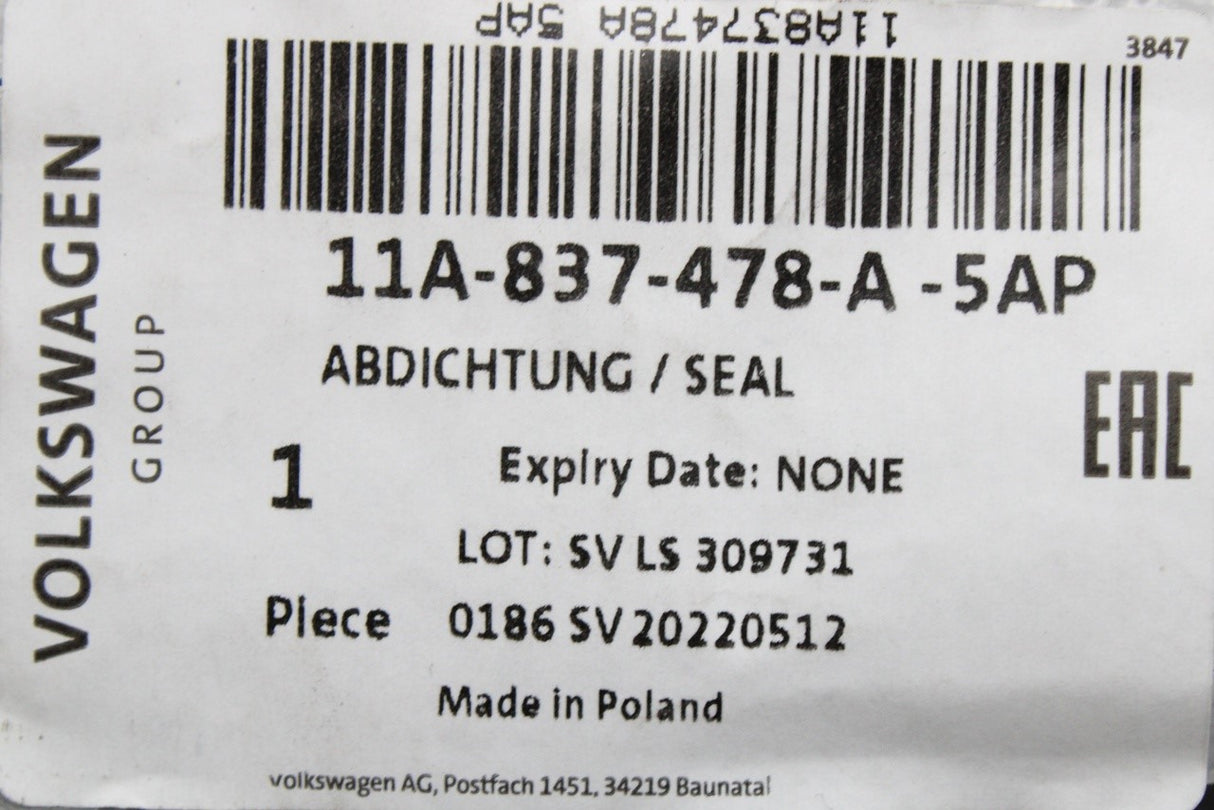 VW ID.4 ID.5 2021-on front window aperture seal (right) 11A837478A 5AP