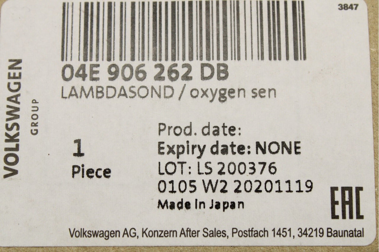 VW Polo 6R Audi A1 Skoda SEAT 1.2 1.4 TSI lambda sensor 04E906262DB