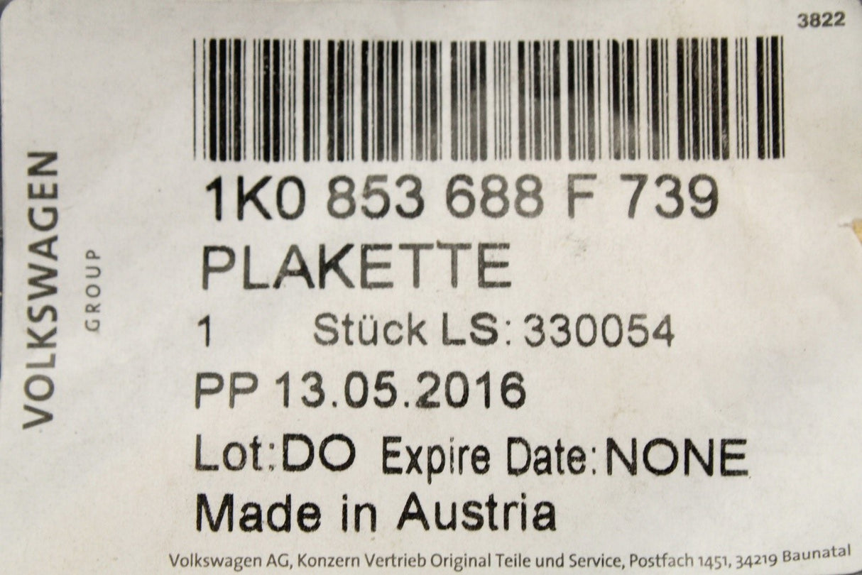 VW Exclusive emblem badge 1K0853688F 739