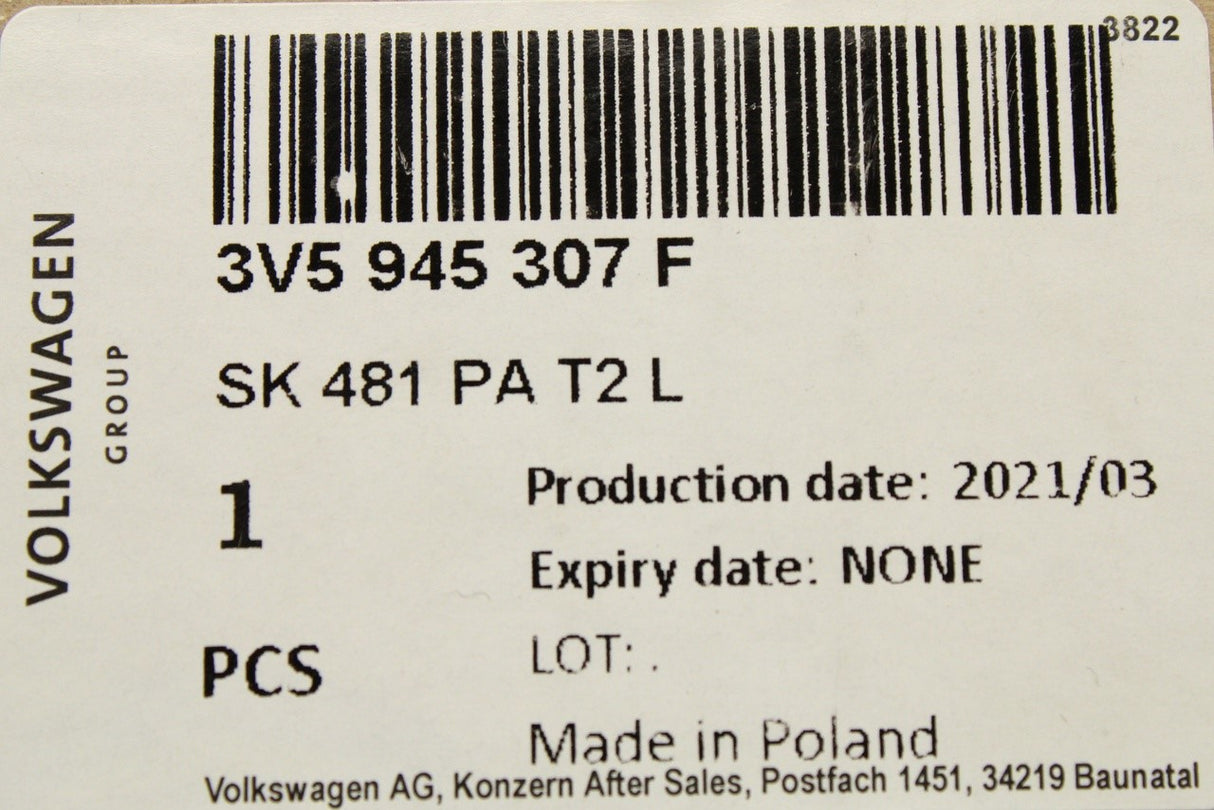 Skoda Superb Saloon 3V 2015-2024 LED inner tail light (left) 3V5945307F