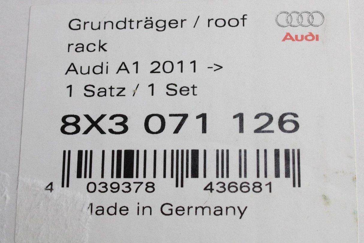 Audi A1 S1 8X 2010-2018 Accessory roof bars (3 door only) 8X3071126