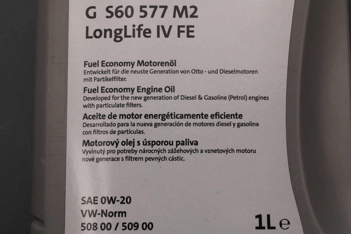 VW Audi Skoda SEAT CUPRA Longlife IV FE 0W-20 engine oil (1L) GS60577M2