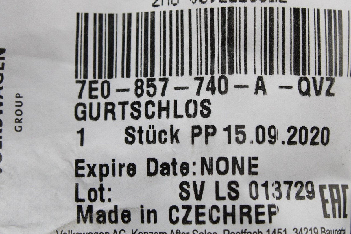 VW Caddy Transporter T5.1 T6 rear seat belt latch release 7E0857740AQVZ