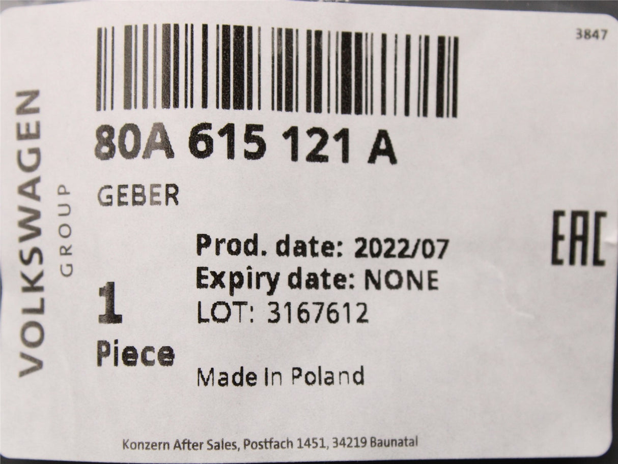 Audi Q5 2017-2025 brake pad wear sensor (front left) 80A615121A