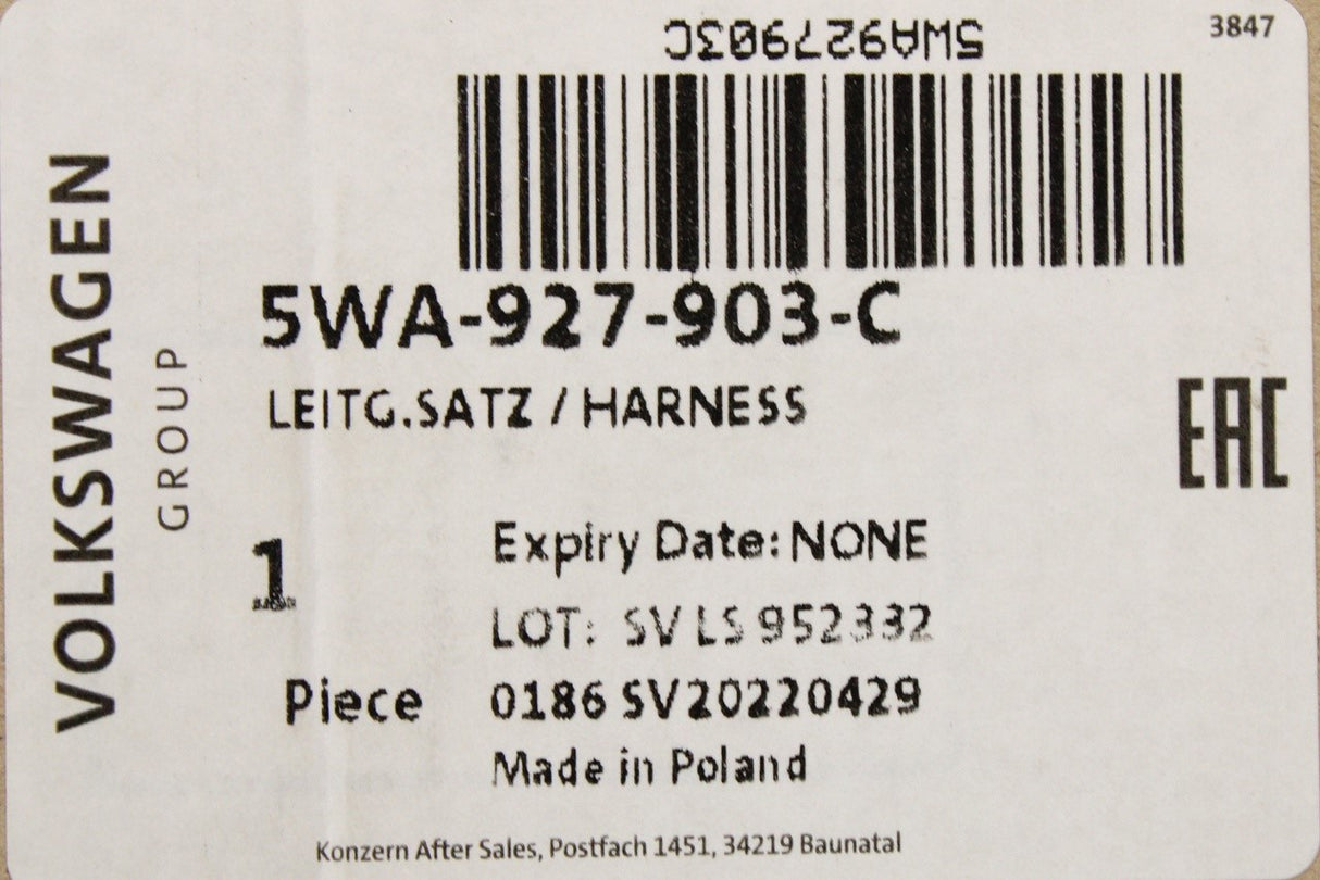 VW Audi Skoda SEAT 2020-on speed sensor harness (front right) 5WA927903C