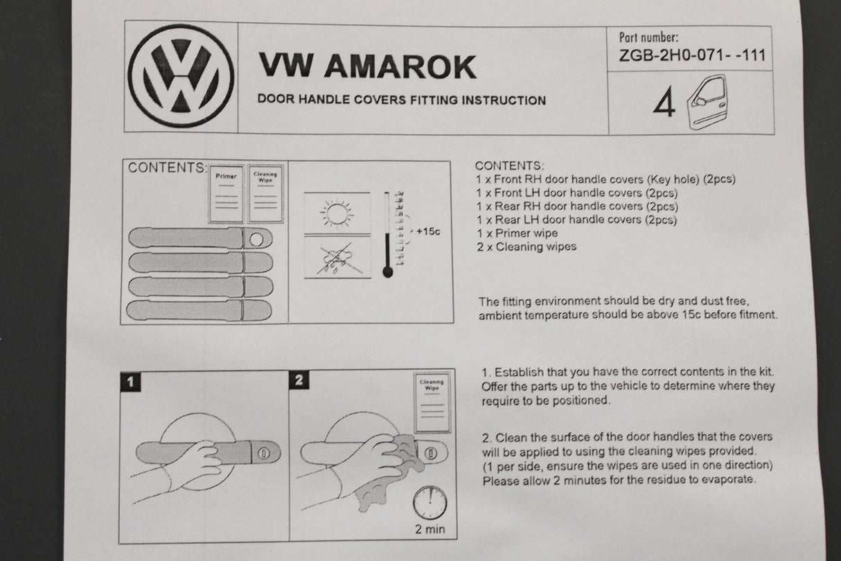 VW Amarok door handle trim kit (chrome) ZGB2H0071111
