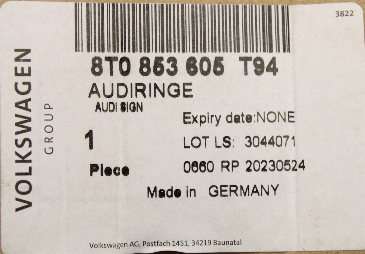Audi A1 A6 A7 RS3 RS4 RS5 2017-on badge emblem (front) 8T0853605 T94