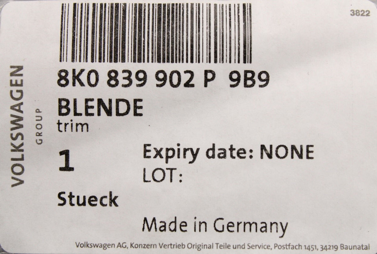 Audi A4 S4 RS4 Avant 2008-2016 b-pillar trim (rear right) 8K0839902P 9B9