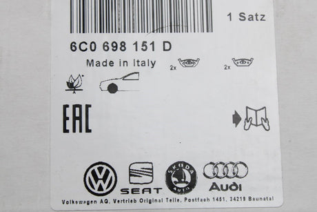 VW Polo 6C Audi A1 Skoda Fabia front brake pads set 6C0698151D
