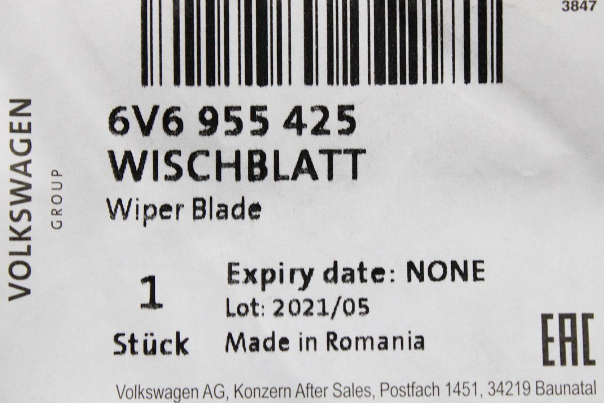 Skoda Fabia 2015-21 rear screen wiper blade (hatchback) 6V6955425
