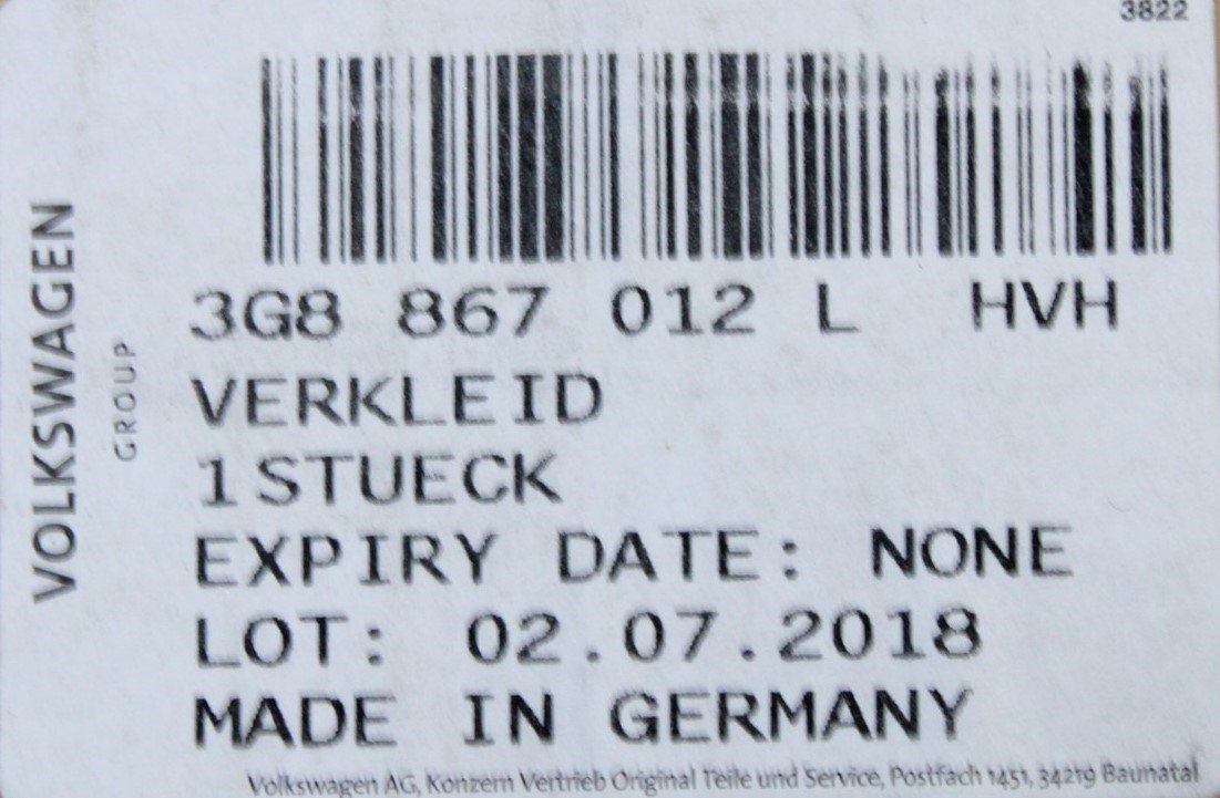 VW Arteon 2017-on door card trim (front right) 3G8867012L HVH